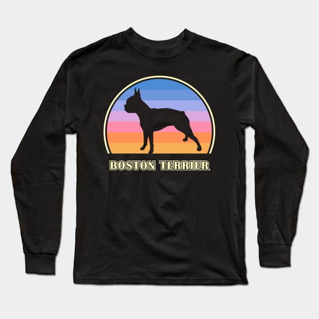 Boston Terrier Vintage Sunset Dog Long Sleeve T-Shirt by millersye